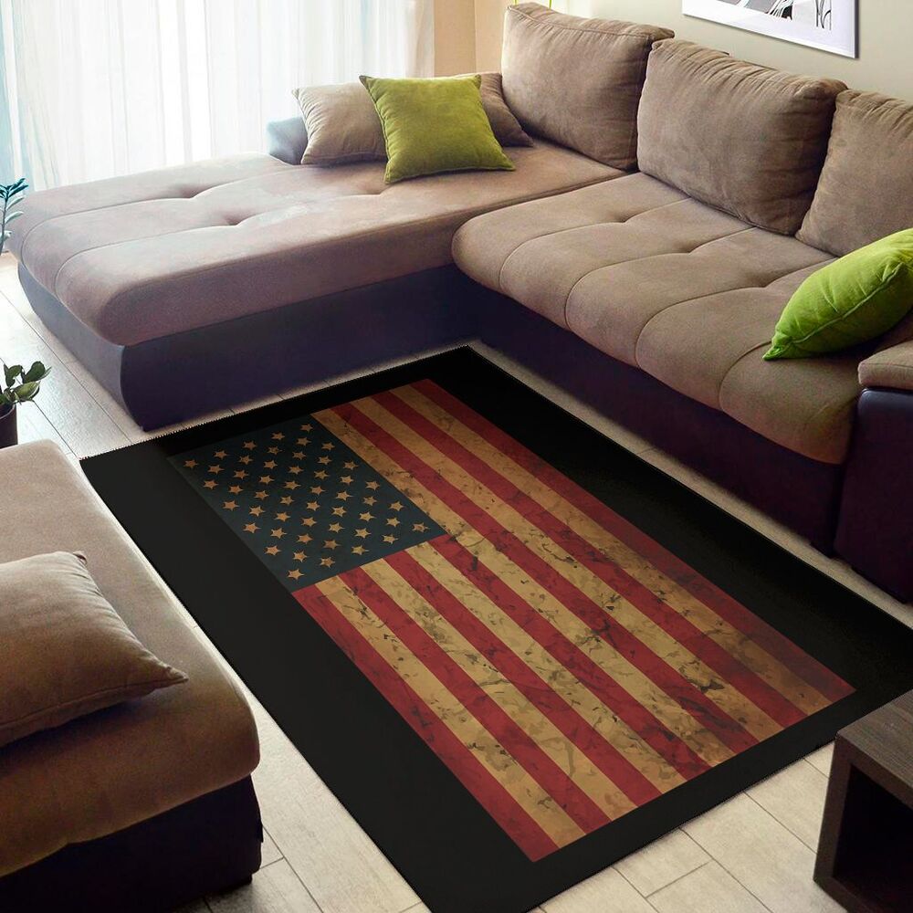 vintage american flag print area rug floor decor 5085