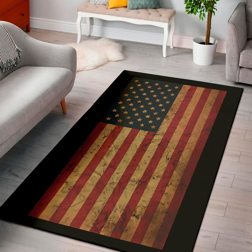 vintage american flag print area rug floor decor 8077