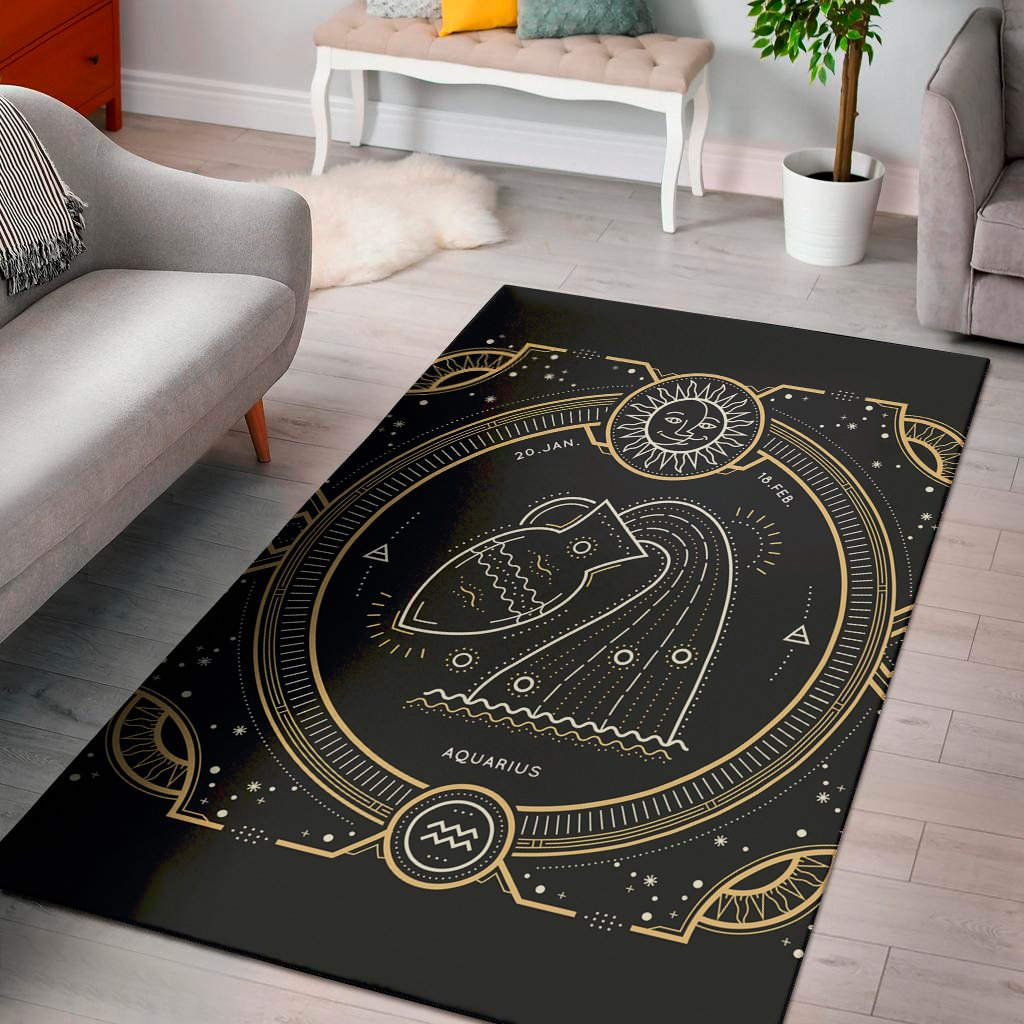 vintage aquarius zodiac sign print area rug floor decor 7521