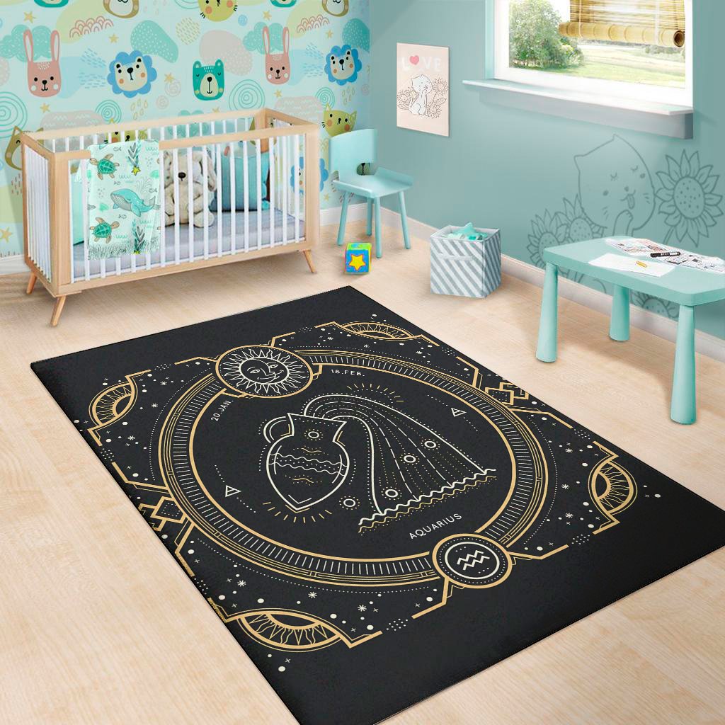 vintage aquarius zodiac sign print area rug floor decor 8917