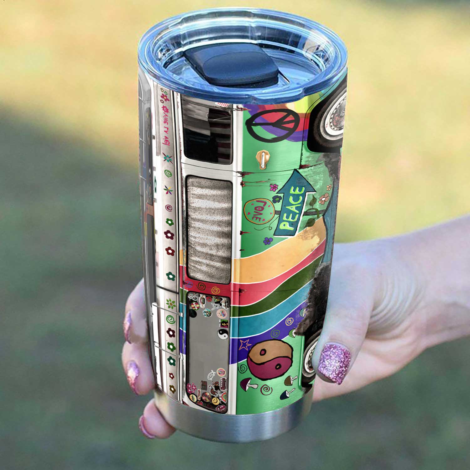 vintage campervan hippie trend stainless steel tumbler 1771