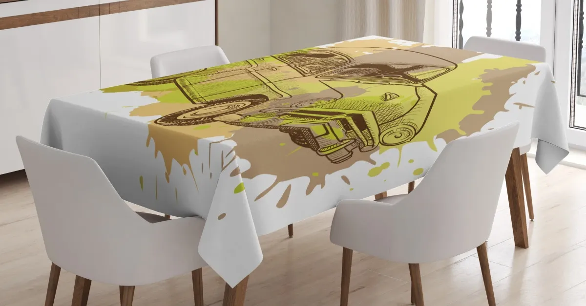 vintage car design 3d printed tablecloth table decor 1051