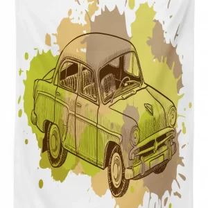 vintage car design 3d printed tablecloth table decor 1329