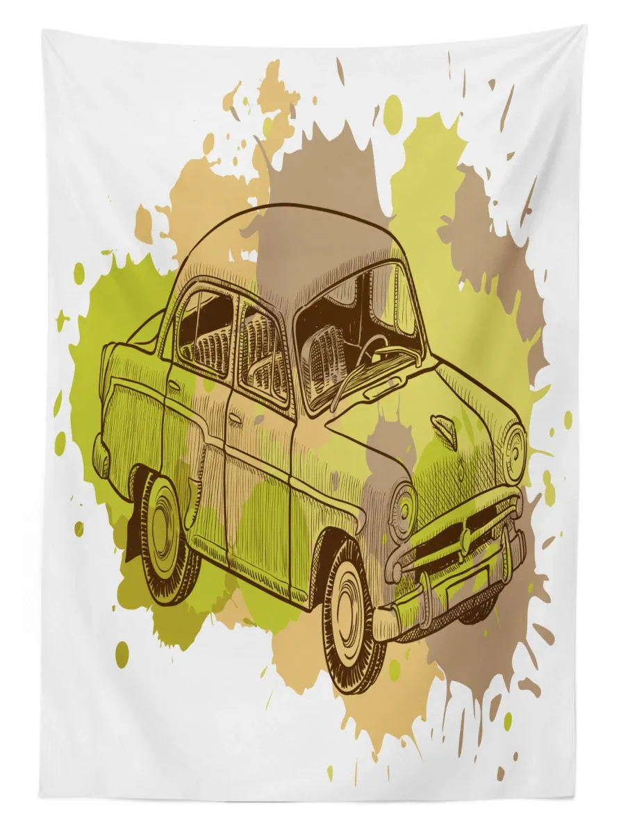 vintage car design 3d printed tablecloth table decor 1329