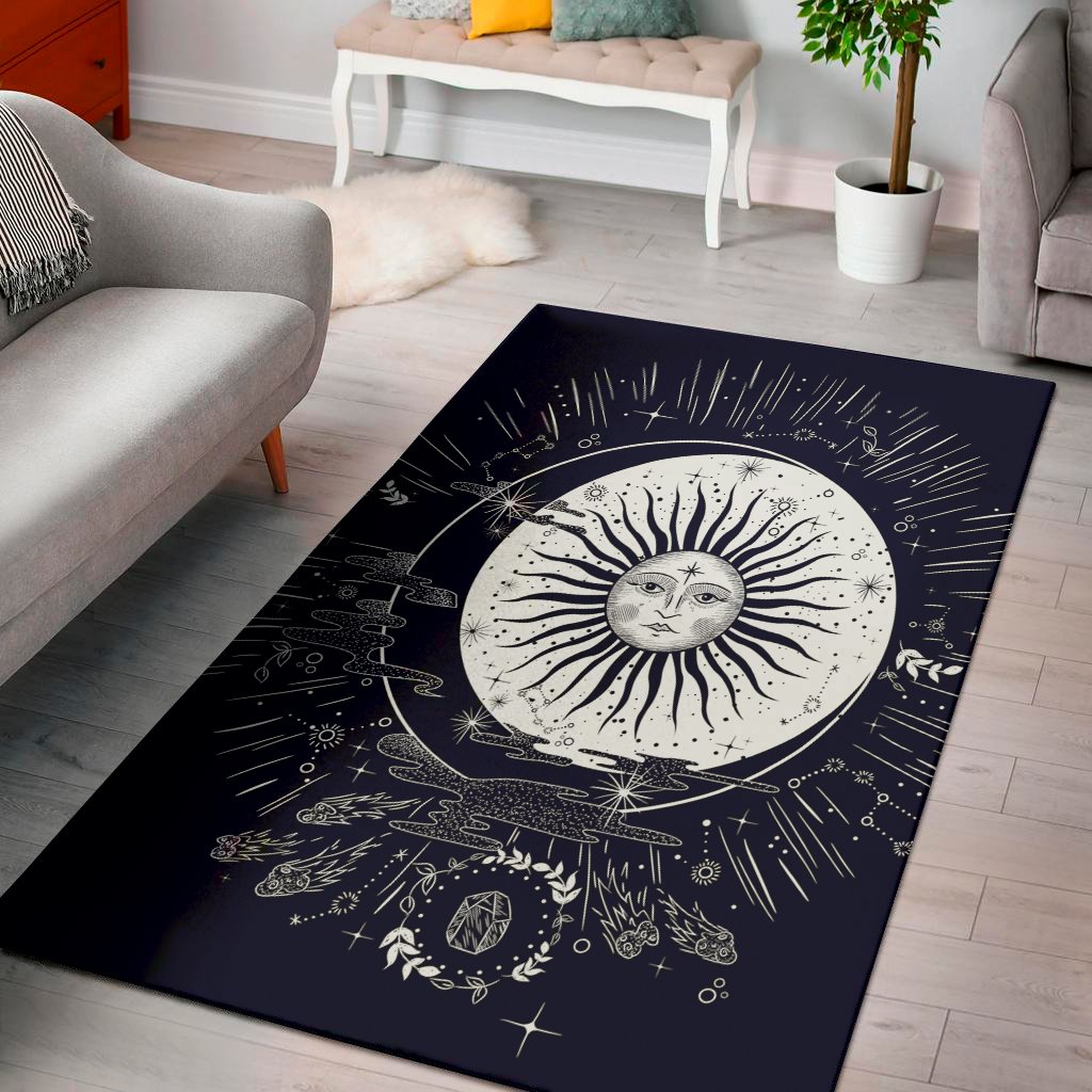 vintage celestial sun print area rug floor decor 4628