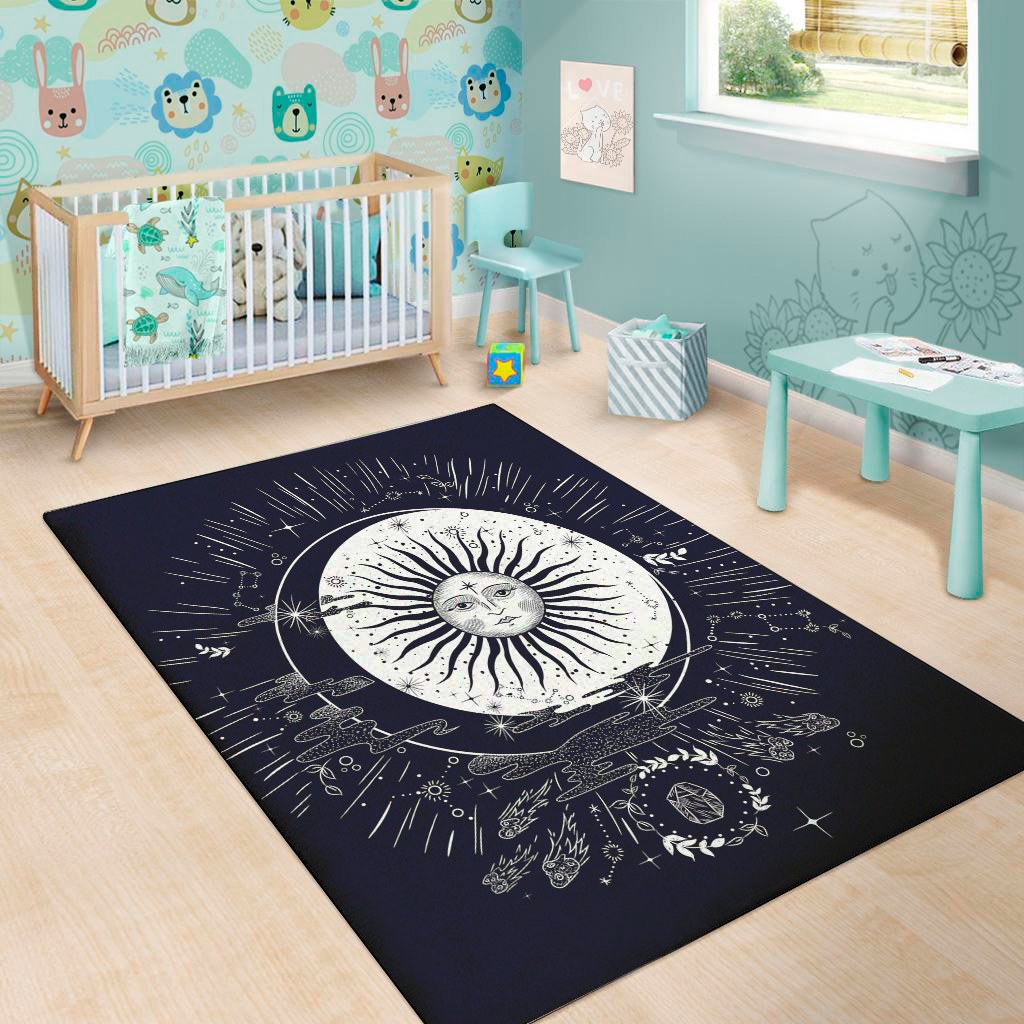 vintage celestial sun print area rug floor decor 6047