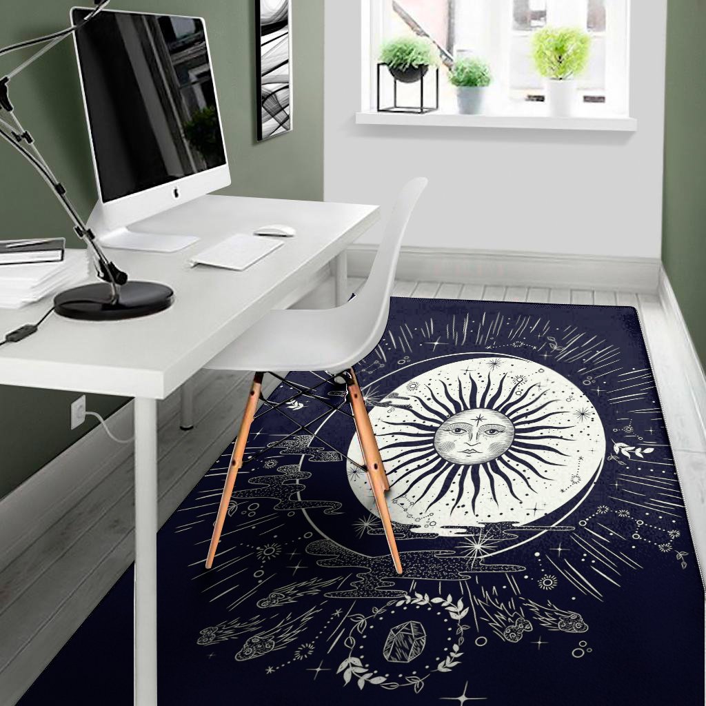 vintage celestial sun print area rug floor decor 7598