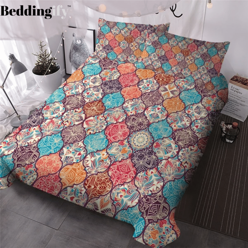 vintage colorful patchwork duvet cover bedding set 1125