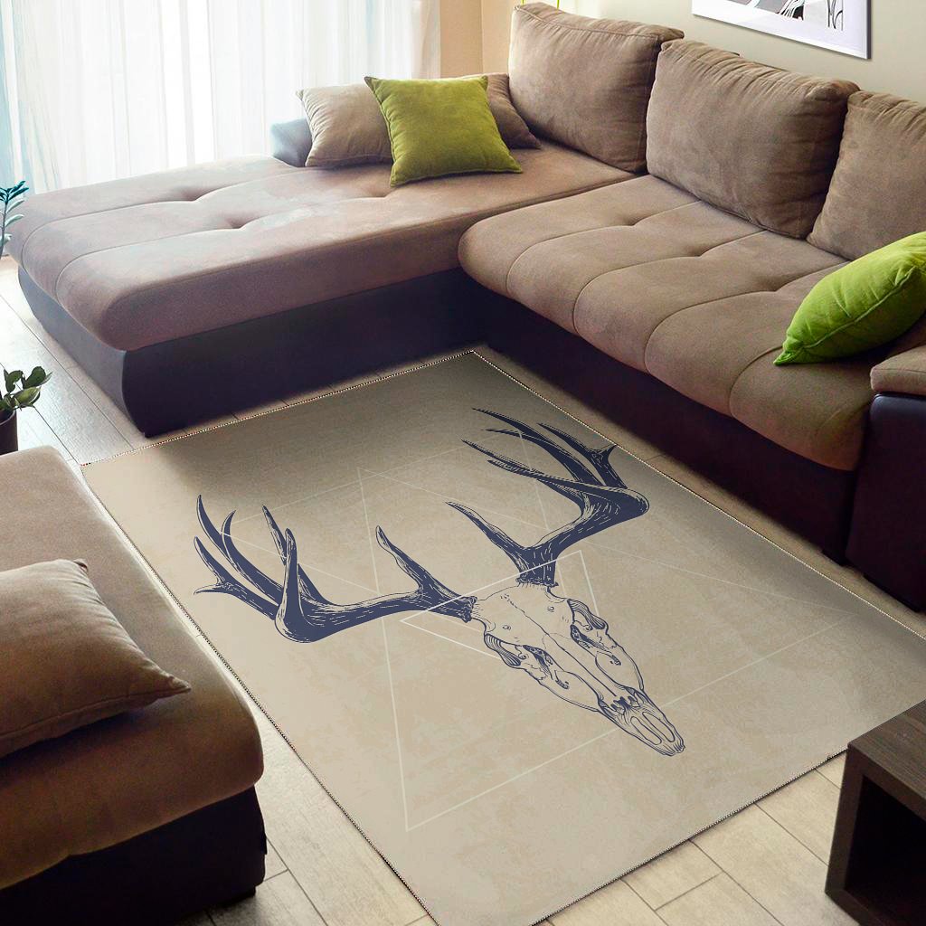 vintage deer skull print area rug floor decor 1618
