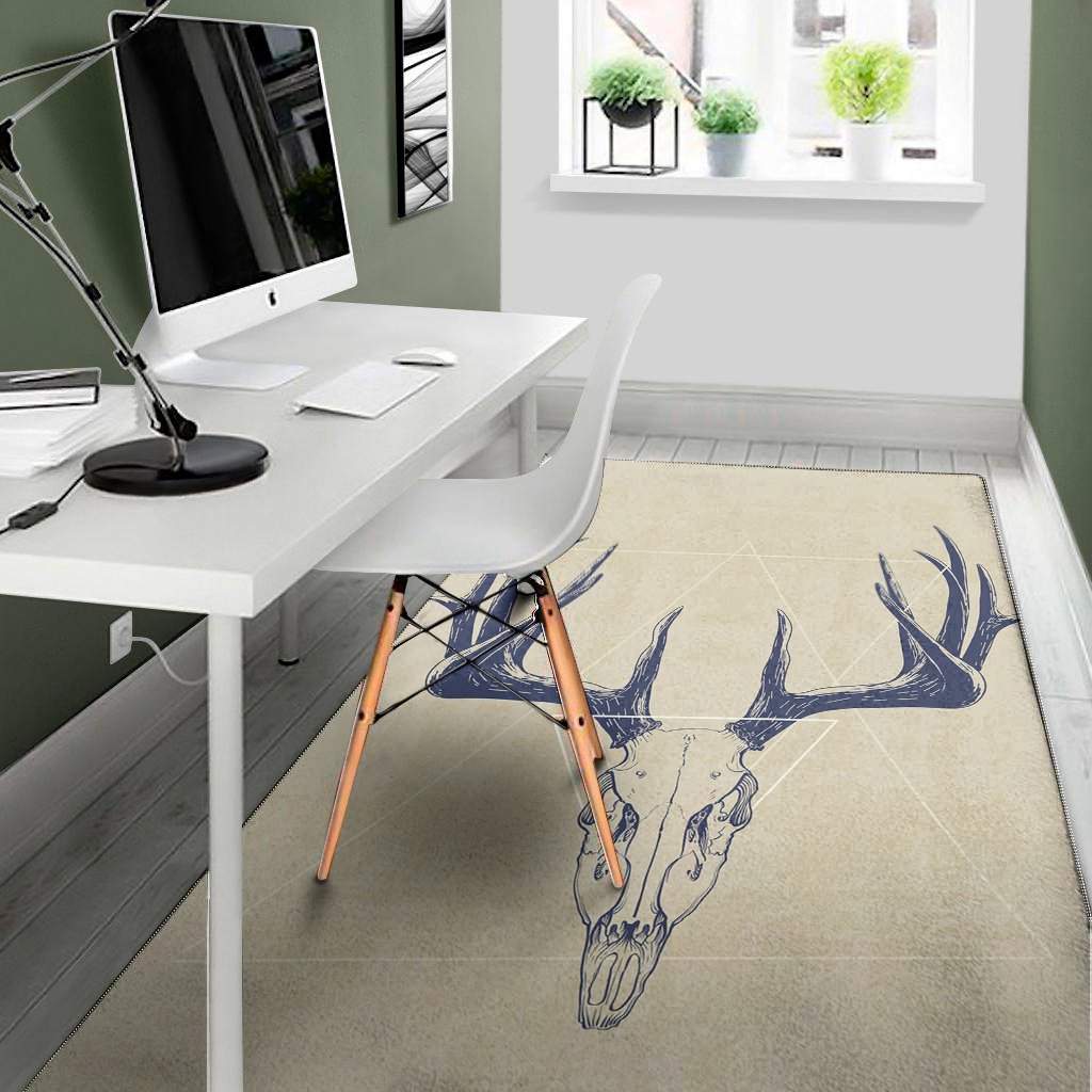 vintage deer skull print area rug floor decor 2227
