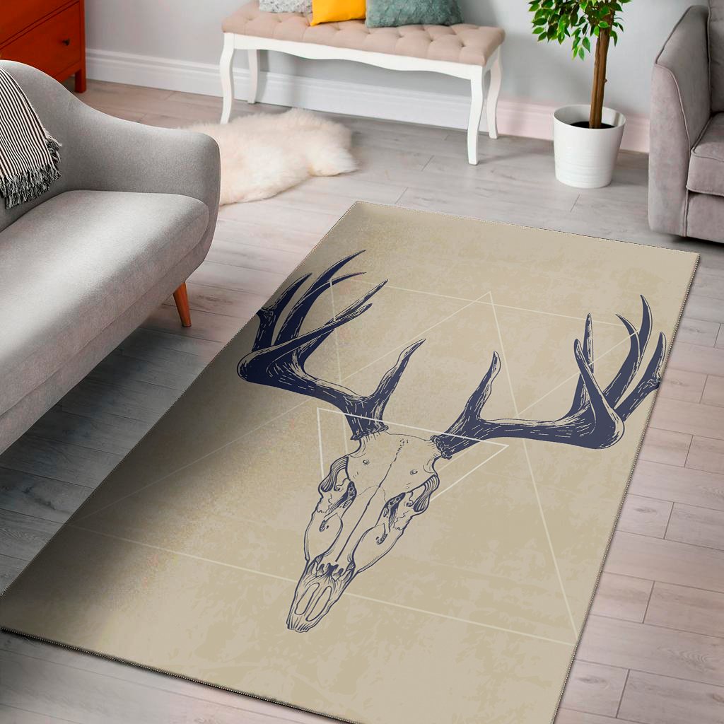 vintage deer skull print area rug floor decor 3380