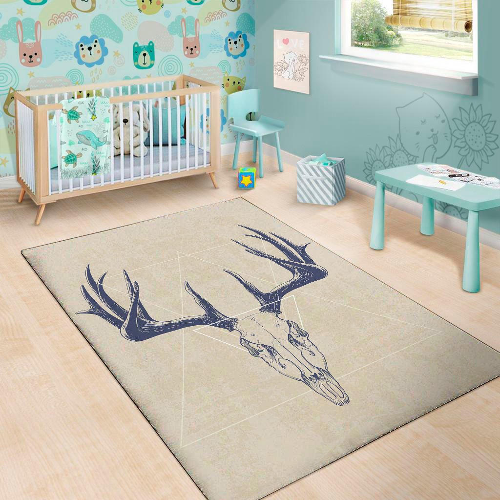 vintage deer skull print area rug floor decor 4117