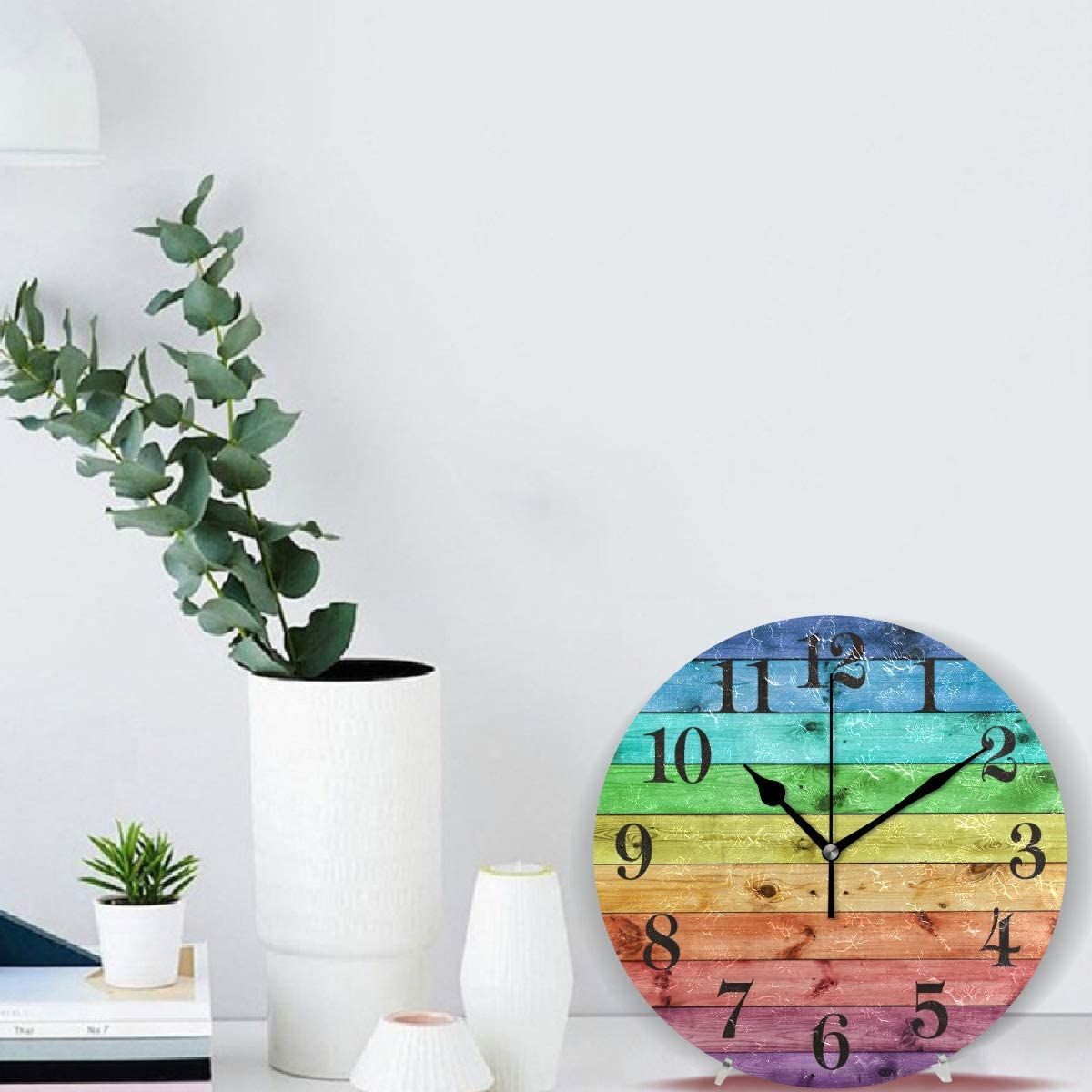 vintage farmhouse wooden pattern printed wall clock 7042