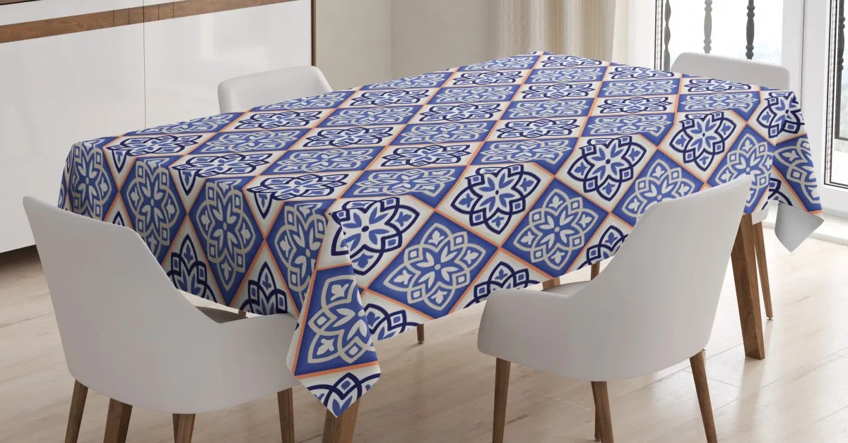 vintage floral rhombuses 3d printed tablecloth table decor 6611