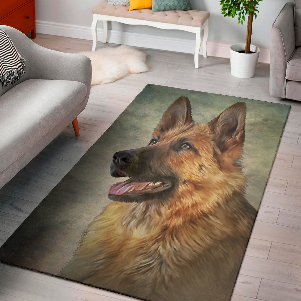 vintage german shepherd portrait print area rug floor decor 3613