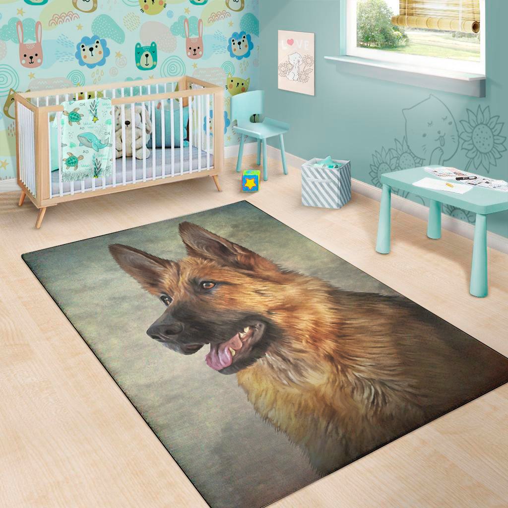 vintage german shepherd portrait print area rug floor decor 5923