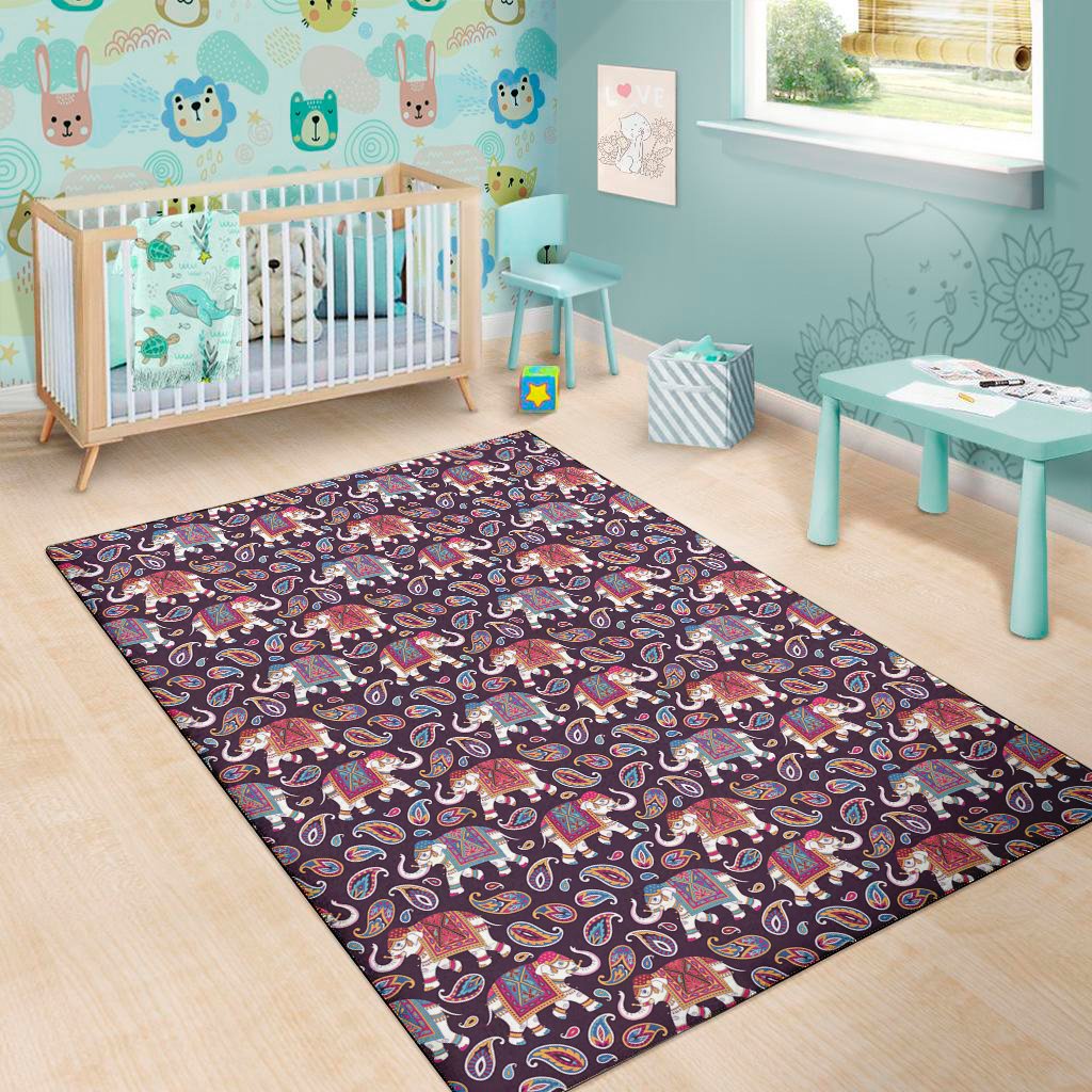 vintage indian elephant pattern print area rug floor decor 1720