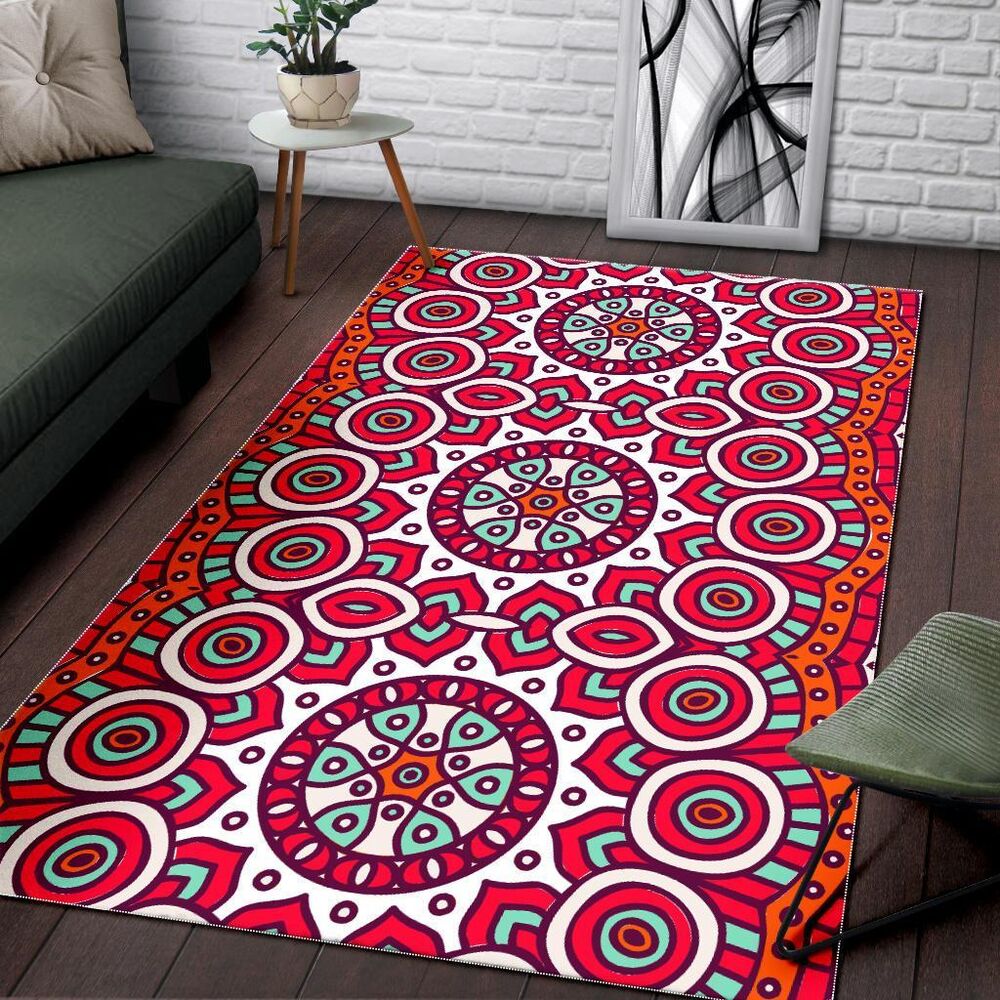 vintage indian mandala print area rug floor decor 3505