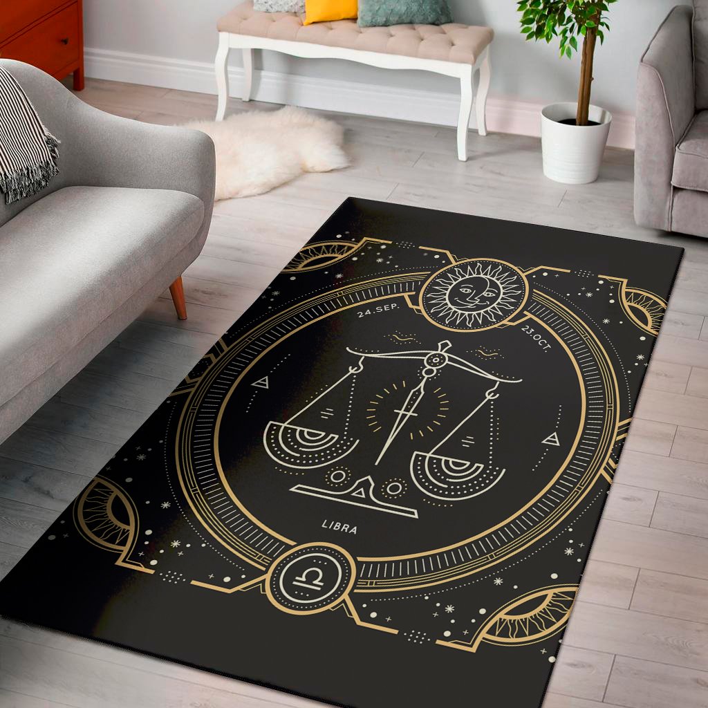vintage libra zodiac sign print area rug floor decor 6585