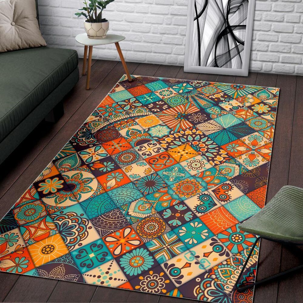 vintage mandala bohemian pattern print area rug floor decor 3265