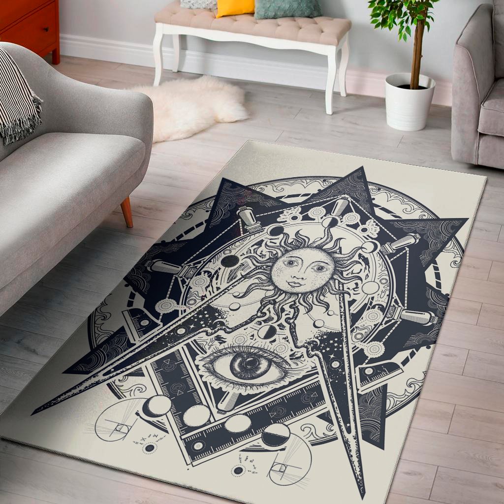 vintage masonic freemasonry print area rug floor decor 2507