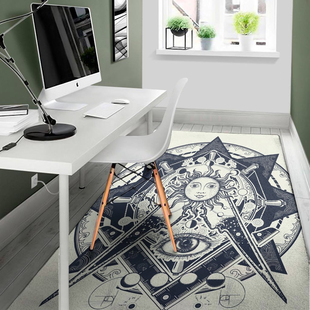 vintage masonic freemasonry print area rug floor decor 3928