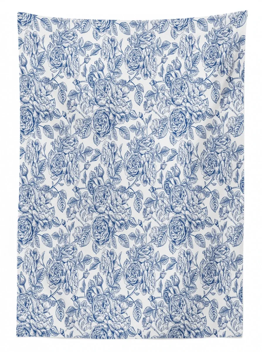 Vintage Monochromatic Flower 3D Printed Tablecloth Table Decor vintage monochromatic flower 3d printed tablecloth table decor 7245