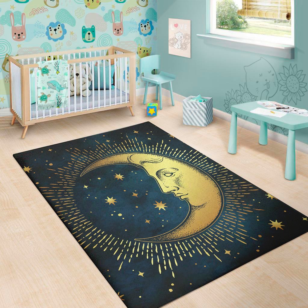 vintage moon and sun print area rug floor decor 3021