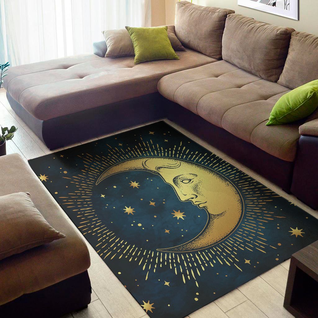 vintage moon and sun print area rug floor decor 4485