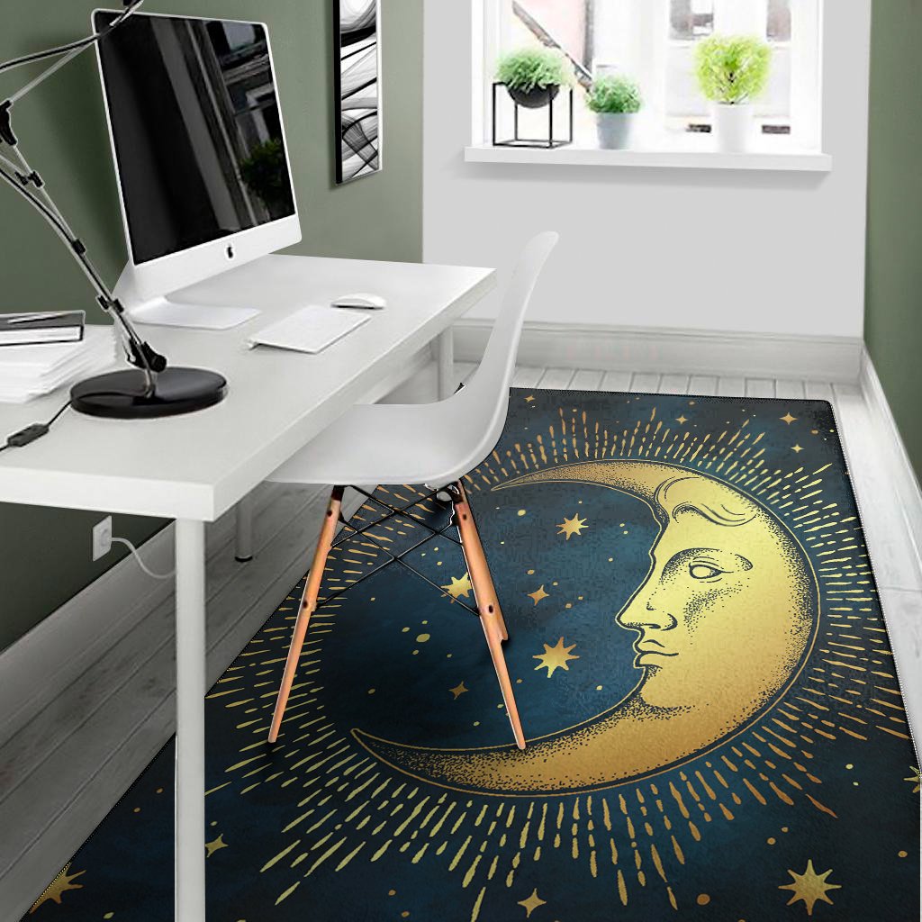 vintage moon and sun print area rug floor decor 5983