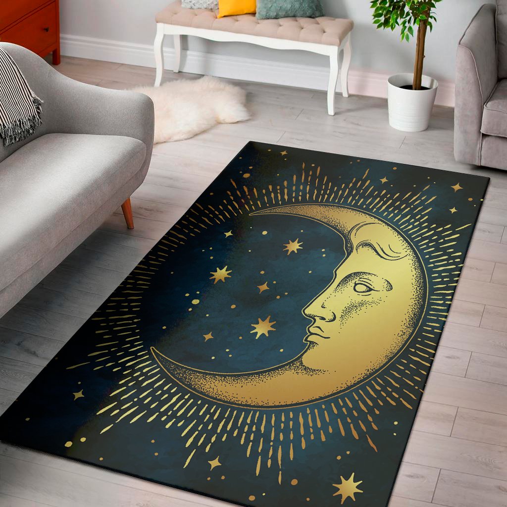 vintage moon and sun print area rug floor decor 7449