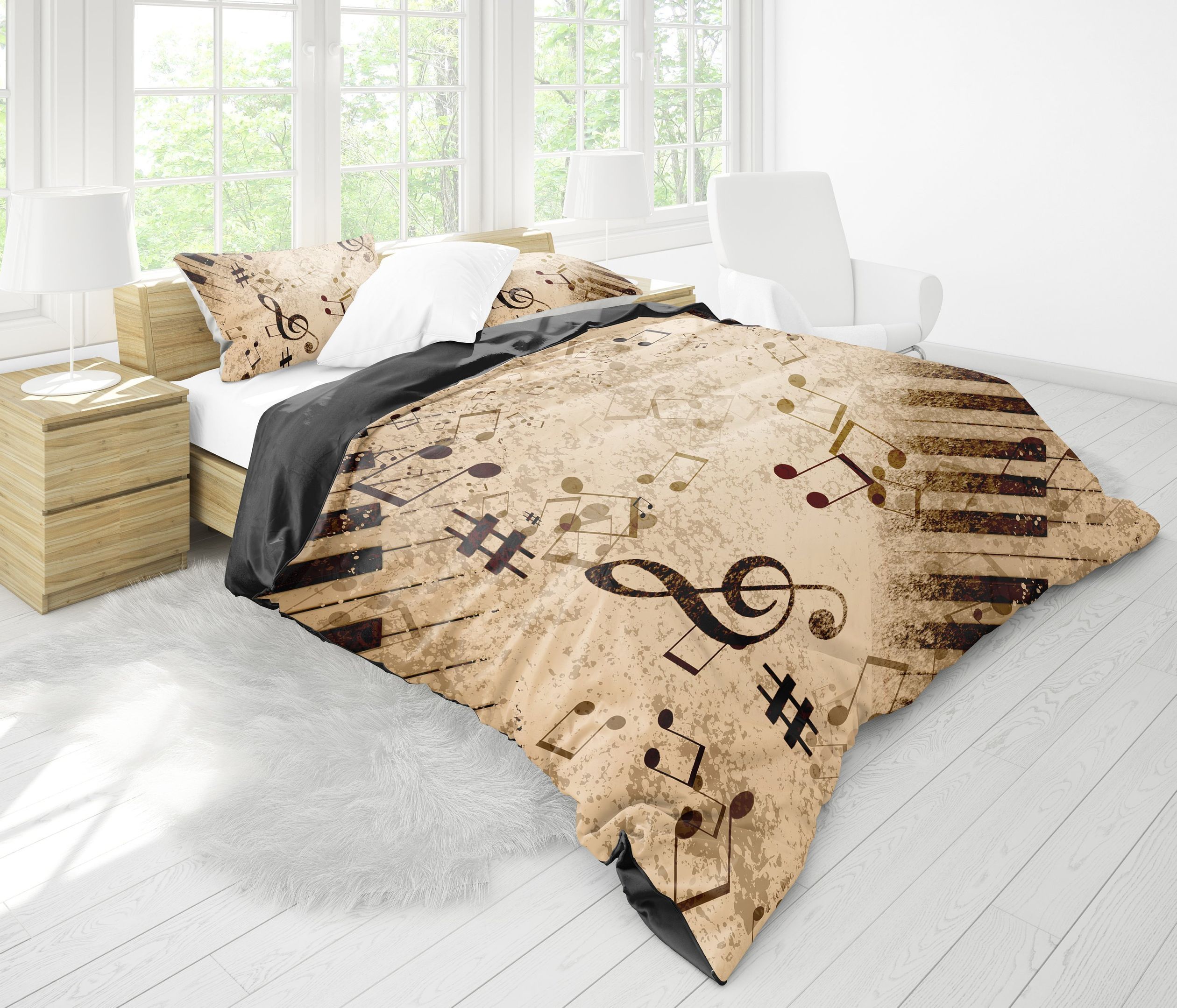 vintage piano musical notes bedding set bedroom decor 6839