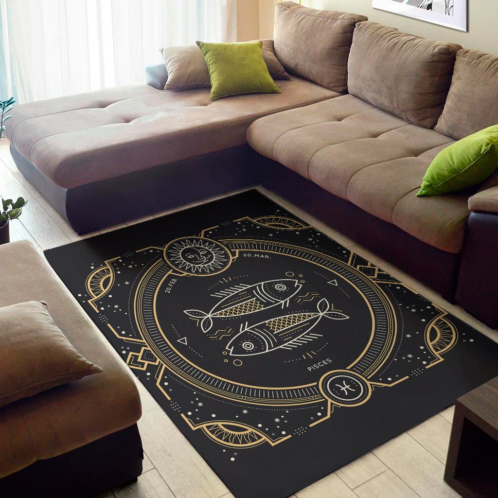 vintage pisces zodiac sign print area rug floor decor 3775