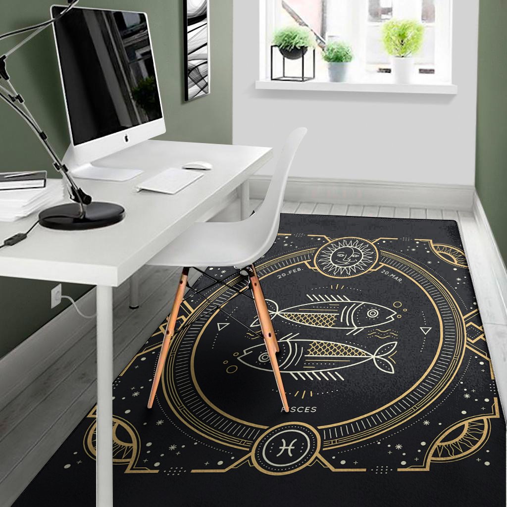 vintage pisces zodiac sign print area rug floor decor 4596