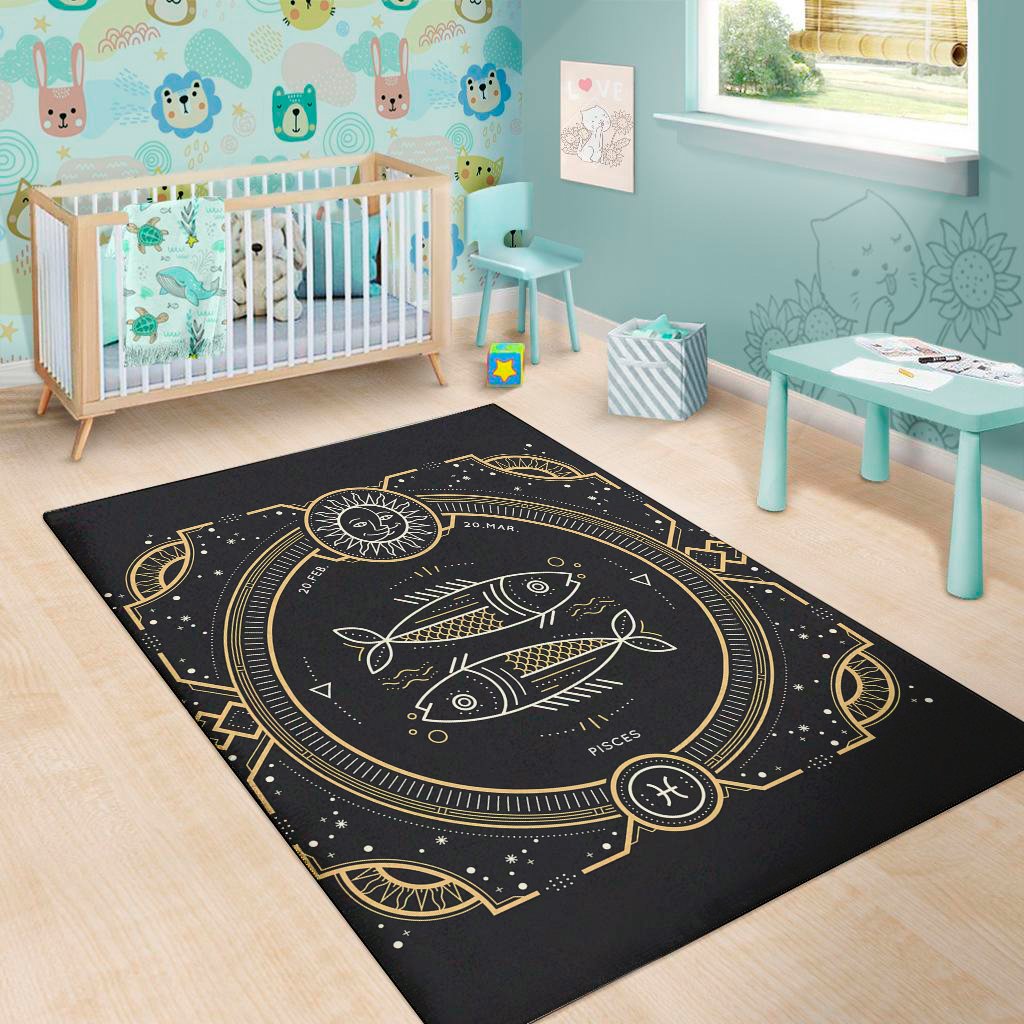 vintage pisces zodiac sign print area rug floor decor 7798