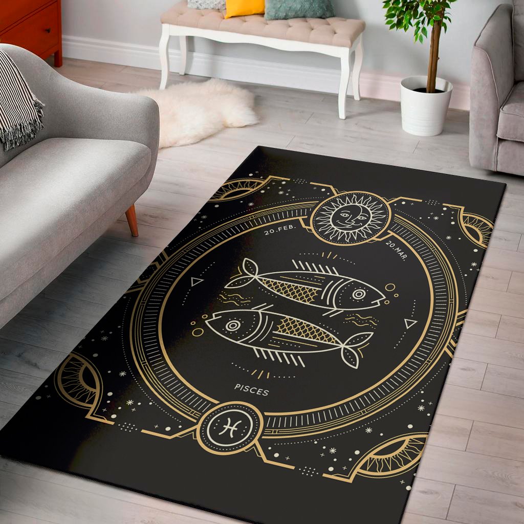 vintage pisces zodiac sign print area rug floor decor 8591