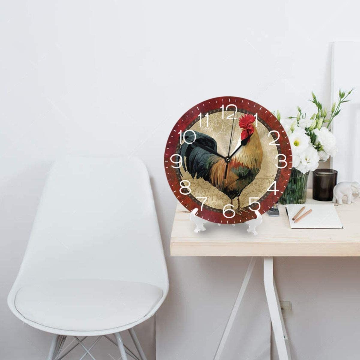 vintage rooster cock decorative wall clock 8403