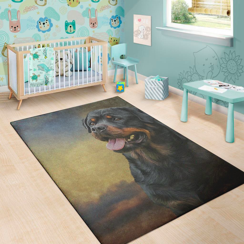 vintage rottweiler portrait print area rug floor decor 3813