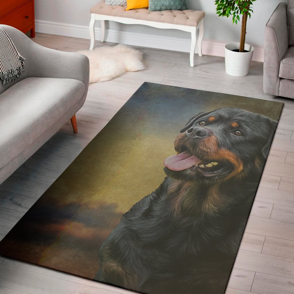 vintage rottweiler portrait print area rug floor decor 3860