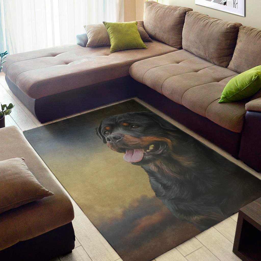 vintage rottweiler portrait print area rug floor decor 3922