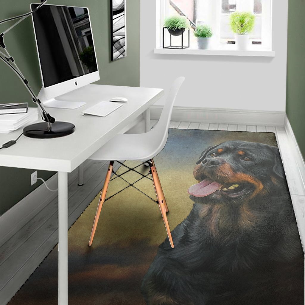 vintage rottweiler portrait print area rug floor decor 8332