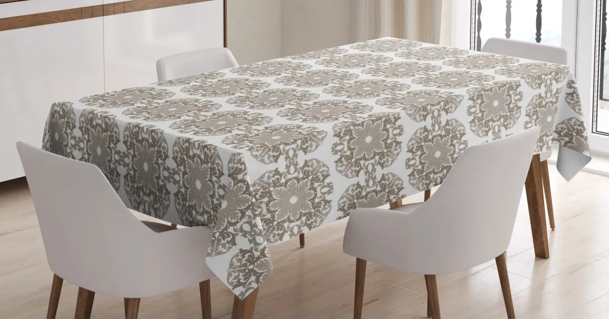vintage round baroque 3d printed tablecloth table decor 3477