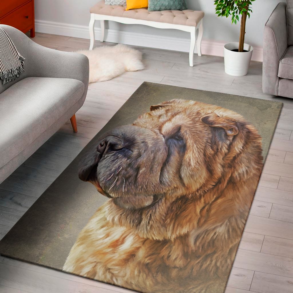 vintage shar pei print area rug floor decor 3557