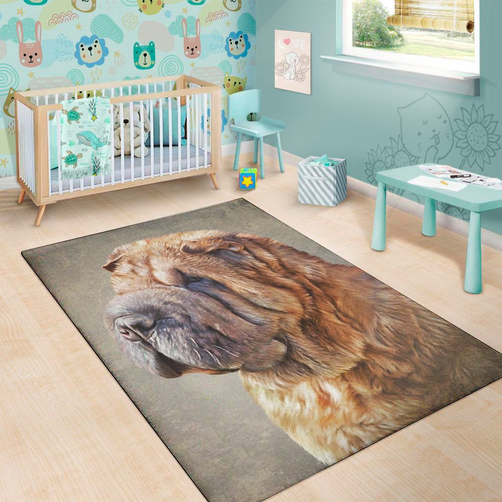 vintage shar pei print area rug floor decor 8941