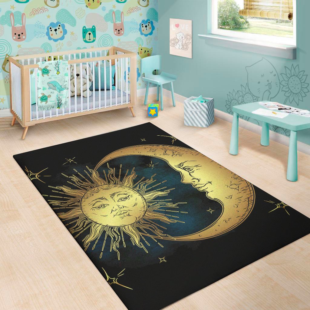 vintage sun and moon print area rug floor decor 4740
