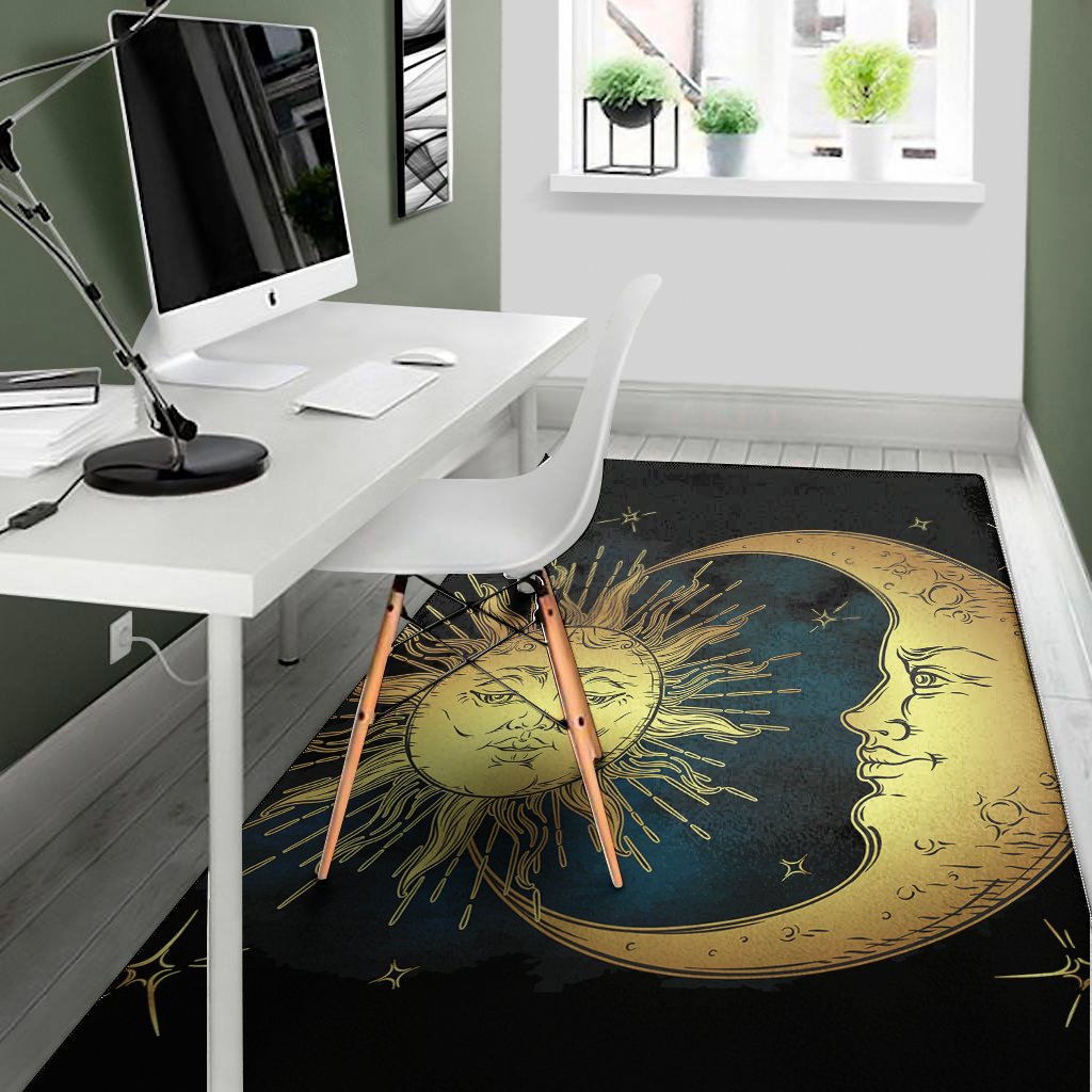 vintage sun and moon print area rug floor decor 8067