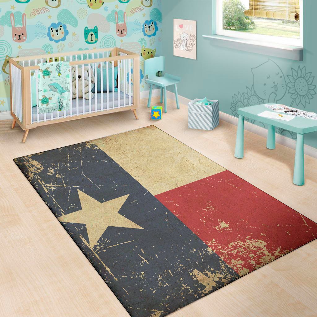 Vintage Texas Flag Print Area Rug Floor Decor