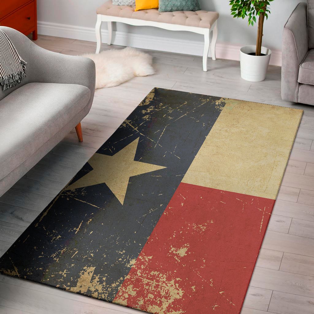Vintage Texas Flag Print Area Rug Floor Decor