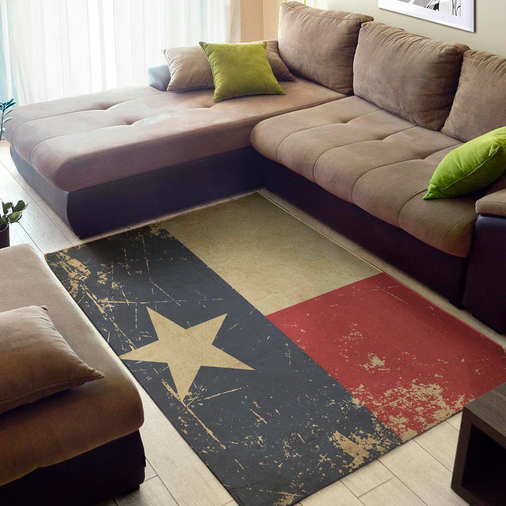 Vintage Texas Flag Print Area Rug Floor Decor