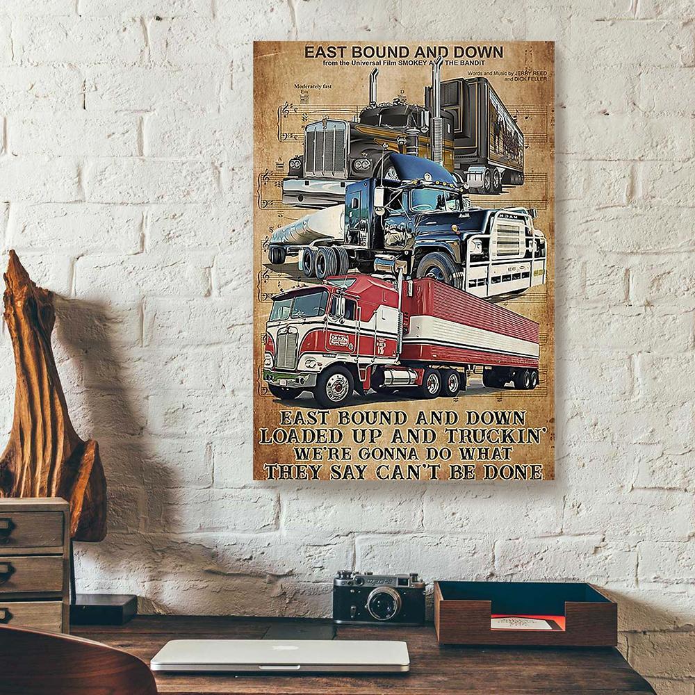 vintage three truck trucker canvas prints wall art decor 6190